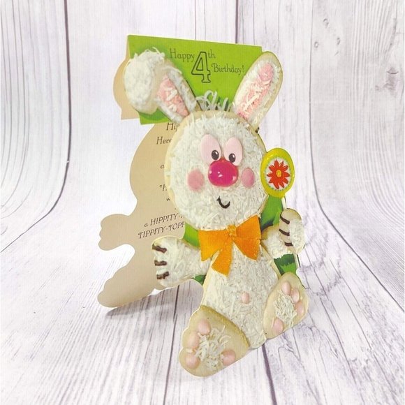 Happy 4th Birthday Girls Boys Greeting Card Bunny Lollipop Wishes Kids Toddler - Picture 3 of 9